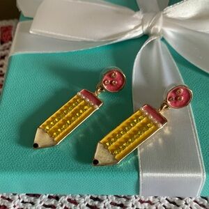 Teacher Pencil Drop Earrings - Cute Schoolgirl Accessory 321
